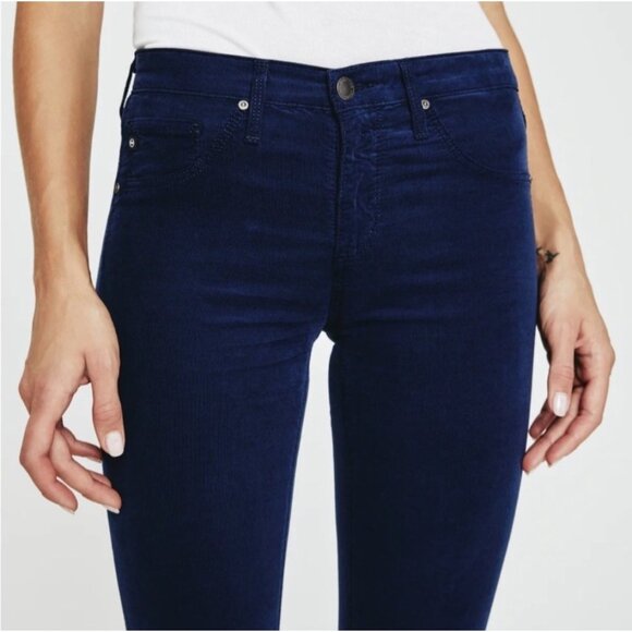 AG Adriano Goldschmied Size 26 Blue Velvet Velour Legging Pant Super Skinny - Picture 15 of 16